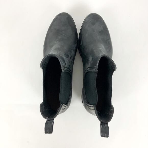 Jeffrey Campbell Womens Cloudy Chelsea Rain Boot 9 Black Round Toe Elastic Gores - Picture 6 of 10